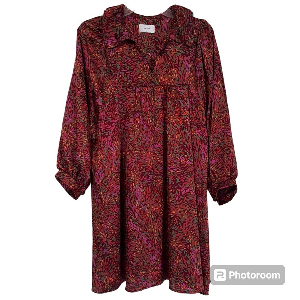 Adrienne size Medium women’s abstract floral long sleeve dress